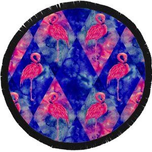 Oversized Bohemian Flamingo Soft Cotton Round Beach Towel Large Hippy Blanket